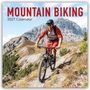 Text: "MOUNTAIN BIKING 2027 Calendar". Ein Radfahrer fährt auf einem Pfad durch eine gebirgige Landschaft.