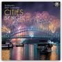 "16-Month 2027 Calendar: Cities by Night" steht oben. Eine beleuchtete Brücke mit Feuerwerk und Booten auf dem Wasser.