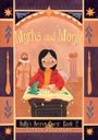 "Myths and Magic", "Saffy's Secret Quest: Book 2", "Esther Moonstomp". Illustration eines Mädchens mit Buch und Drache.