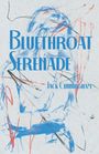 Text: "BLUETHROAT SERENADE, Jack Cunningham." Abstrakte Skizze einer sitzenden Frau in Blau- und Rottönen.