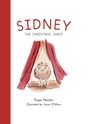 Text: "SIDNEY THE CHRISTMAS SHEEP". Illustration: Ein Schaf mit Stern auf dem Kopf steht vor roten Vorhängen.