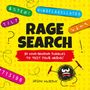 "RAGE SEARCH" in großen Buchstaben, darunter "80 MIND-BENDING PUZZLES TO TEST YOUR NERVE!" Cartoon-Figur mit Stiften.