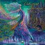 "Celestial Journeys by Josephine Wall, Calendar 2027." Eine farbenfrohe Illustration eines Pfaues mit einer fantasievollen Szenerie.
