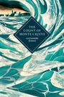 Text: "The Count of Monte Cristo, Alexandre Dumas". Dynamische Illustration von Wellen und einer Burg am Horizont.
