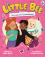 "Little Bee: The Storytime Extravaganza." Drei fröhliche Kinder, eines mit Flügeln, vor pinkem Hintergrund mit Schmetterlingen.