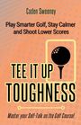 "Tee It Up Toughness" und weitere Texte zu Golf. Illustration mit Golfsymbol auf orangefarbenem Hintergrund.