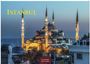 Text: "Istanbul", "2023", "Casares Edition". Sicht auf eine beleuchtete Moschee bei Abenddämmerung mit Minaretten.