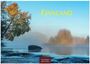 Text: "FINNLAND", "2027", "CASARES EDITION". Fluss im Vordergrund, bunte Herbstbäume, leichter Nebel, blauer Himmel.
