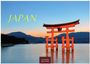 Text: "JAPAN", "2027", "CASARES EDITION". Ein traditionelles japanisches Torii steht im Wasser bei Sonnenuntergang.