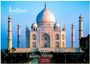 Text: „Indien by H.W. Schawe“, „2027“, „CASARES EDITION“. Das Taj Mahal vor klarem Himmel, von Bäumen und Menschen umgeben.
