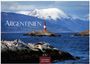Text: "ARGENTINIEN", "2027", "CASARES EDITION".  
Meer mit Seelöwen, Leuchtturm, schneebedeckte Berge im Hintergrund.