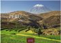 Text: "PERU 2027" und "CASARES EDITION". Landschaft mit Terrassenfeldern, Hügeln und schneebedecktem Berg im Hintergrund.