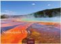 "Nationalparks USA", "2027", "CASARES EDITION". Eine bunte Thermalquelle in einer weitläufigen Landschaft mit Hügeln im Hintergrund.
