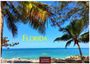 "Florida" steht in gelbem Text vor einem tropischen Strand mit Palmen, blauem Himmel und Meer. Unten steht "2027".
