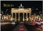Text: "Berlin", "2027", "CASARES EDITION". Das Brandenburger Tor bei Nacht, erleuchtet, mit vorbeifahrenden Autos.