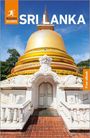 Text: "ROUGH GUIDES SRI LANKA Free eBook." Goldene Kuppel eines Tempels mit weißen Details vor blauem Himmel.