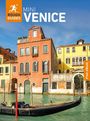 Text: "Rough Guides, MINI VENICE, Free eBook". Eine Gondel im Wasser vor bunten, alten Gebäuden in Venedig.