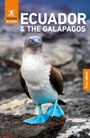 Text: "ROUGH GUIDES ECUADOR & THE GALÁPAGOS, Free eBook." Ein Blaufußtölpel steht auf Felsen, Hintergrund unscharf.