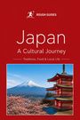 Text: "JAPAN IN BLACK & WHITE" und "Travel Guide to Culture, Food & Local Life". Schwarz-weißes Foto mit Fuji und Pagode.