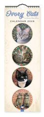 Anne Lesley: Ivory Cats - Gemalte Katzen - Slimline-Kalender 2026 - Original Flame Tree Publishing-Kalender Slimeline [Mehrsprachig] [Kalender], KAL
