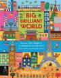 "BIG BRILLIANT WORLD" in farbenfroher Illustration mit Wahrzeichen und Szene aus Städten weltweit.
