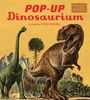 Text: "POP-UP Dinosaurium, Curated by Chris Wormell". Illustration von zwei Dinosauriern in einer prähistorischen Landschaft.