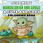 "Star Wars: The Mandalorian and Grogu - A Cute and Cosy Colouring Book" steht über einer Illustration von Grogu mit Fröschen in einer Landschaft.