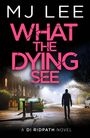 Große rosa Schrift: „WHAT THE DYING SEE“. Untertitel: „A DI RIDPATH NOVEL“. Eine Person geht nachts auf einer Straße.