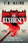 „C.D. Major - The Residency.“ Ein rotes Schloss über einem Pinsel mit roter Farbe. Zitat: „It’s lucky to get in...“