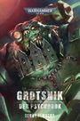 „WARHAMMER 40.000”, „GROTSNIK DER PSYCHODOK“, „Denny Flowers“. Grüne Kreatur mit Metallteilen und mechanischem Auge.
