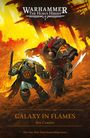 "Warhammer: The Horus Heresy", "Galaxy in Flames", Ben Counter. Zwei Krieger in Rüstungen kämpfen in einem brennenden Hintergrund.
