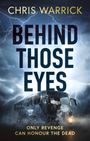 Text: "CHRIS WARRICK, BEHIND THOSE EYES, ONLY REVENGE CAN HONOUR THE DEAD." Ein Bus in einem stürmischen Gewitter.