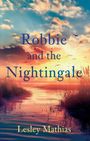 „Robbie and the Nightingale“ von Lesley Mathias. Sonnenuntergang über einem ruhigen See mit Vögeln und Schilf.