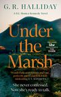 „Under the Marsh“ von G.R. Halliday ist ein aufregender Kriminalroman. Stimmungsvoll mit düsterer Landschaft und Auto.