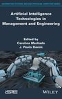 "Artificial Intelligence Technologies in Management and Engineering" oben auf dunklem Hintergrund. Roboterhände umfassen einen Chip.
