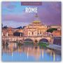 „2027 CALENDAR ROMA“ steht oben. Eine ikonische Stadtansicht mit einer prächtigen Kuppel im Hintergrund bei Sonnenuntergang.