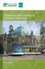 "Designing and Engineering Economic Tramways", Lewis Lesley. Zwei Logos oben, modernes Straßenbahnfoto und historisches Gebäude.