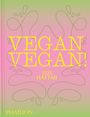 Text: "VEGAN VEGAN! ZIZI HATTAB PHAIDON". Bunte pastellfarbene Gestaltung mit geschwungenen Linien als Dekoration.