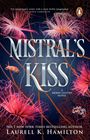 „Mistral's Kiss“ von Laurell K. Hamilton. Pinke Blüten und ein orange-weißer Meeresbewohner auf dunklem Hintergrund.