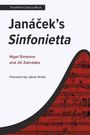 "Janáček’s Sinfonietta" von Nigel Simeone und Jiří Zahrádka, Vorwort von Jakub Hrůša. Rotes Notenblatt als Illustration.