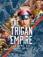Text: "The Rise and Fall of The Trigan Empire Volume VII". Darunter sind Sci-Fi-Charaktere, Raumschiffe und futuristische Szenen.