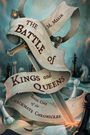 Text: "The Battle of Kings and Queens, Book One of the Checkmate Chronicles, M. Malik." Schachfiguren, Schachbrett.