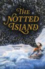 "The Notted Island", "Katherine Child", "Flying Eye Books". Mädchen zerrt an einem Sternenhimmel, während es auf einem Felsen steht.