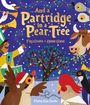 "...And a Partridge in a Pear Tree" oben. Fay Evans & Jono Ganz darunter. Weihnachtliche Illustration mit Tieren, Baum.