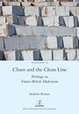 Text: "Chaos and the Clean Line: Writings on Franco-British Modernism" von Stephen Romer. Oben Steinblöcke gestapelt.