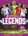 „FOOTBALL LEGENDS WOMENS 2027“ oben, Stadion unten, sechs weibliche Fußballer in Actionposen vorne.