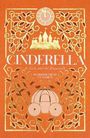„Cinderella & Jack and the Beanstalk“, „Wordsworth Classics“. Goldene Ornamente und Schloss auf orangefarbenem Hintergrund.