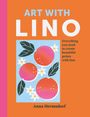 "ART WITH LINO" und "Anna Hermsdorf" stehen auf einem orangefarbenen Hintergrund. Drei Orangen mit Blättern und Blüten.