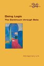 "Doing Logic: The Continuum through Sets", Montgomery Link. Illustration mit Blautönen und roten Akzenten.