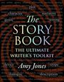 Text in der Mitte: "The Story Book: The Ultimate Writer's Toolkit" von Amy Jones. Hintergrund: Worte rund ums Schreiben.